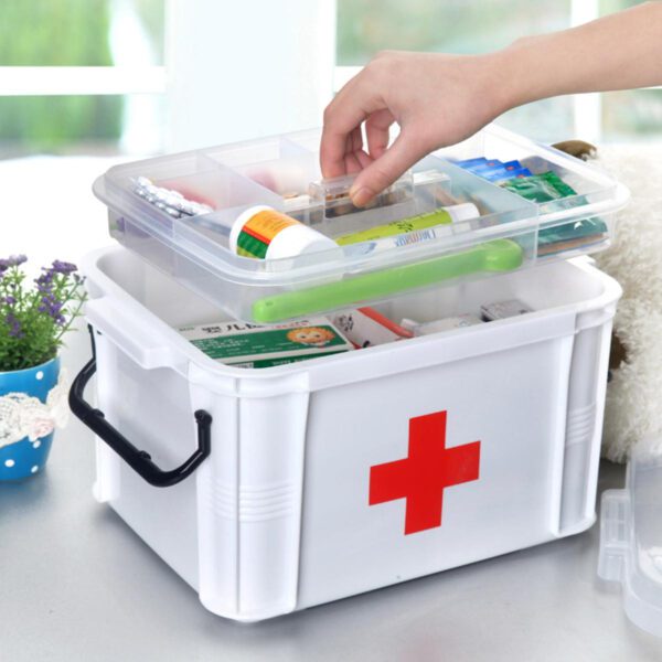 Aqua Plastic Medicine Box – Compact Storage for Pills & First Aid - Image 2