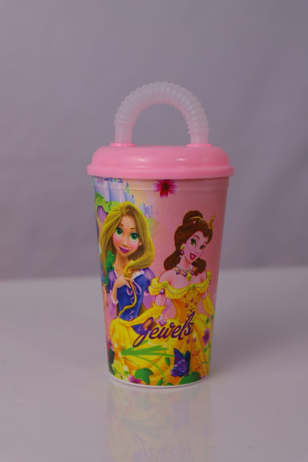 Straw Glass - Juice Cup - Sipper for kids Random Design - Cartoon Glass - Glass for Kids - Mug - Plastic Glass - Image 2
