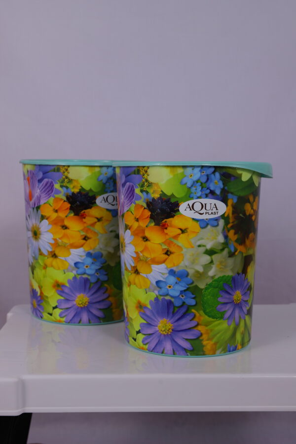 Aqua Plast Floral Printed Dustbin – Elegant Design, Everyday Function